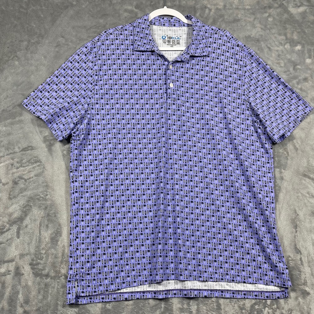 IBKUL Mens XXL Palm Tree Surfboard Print Short Sleeve Golf Polo Shirt